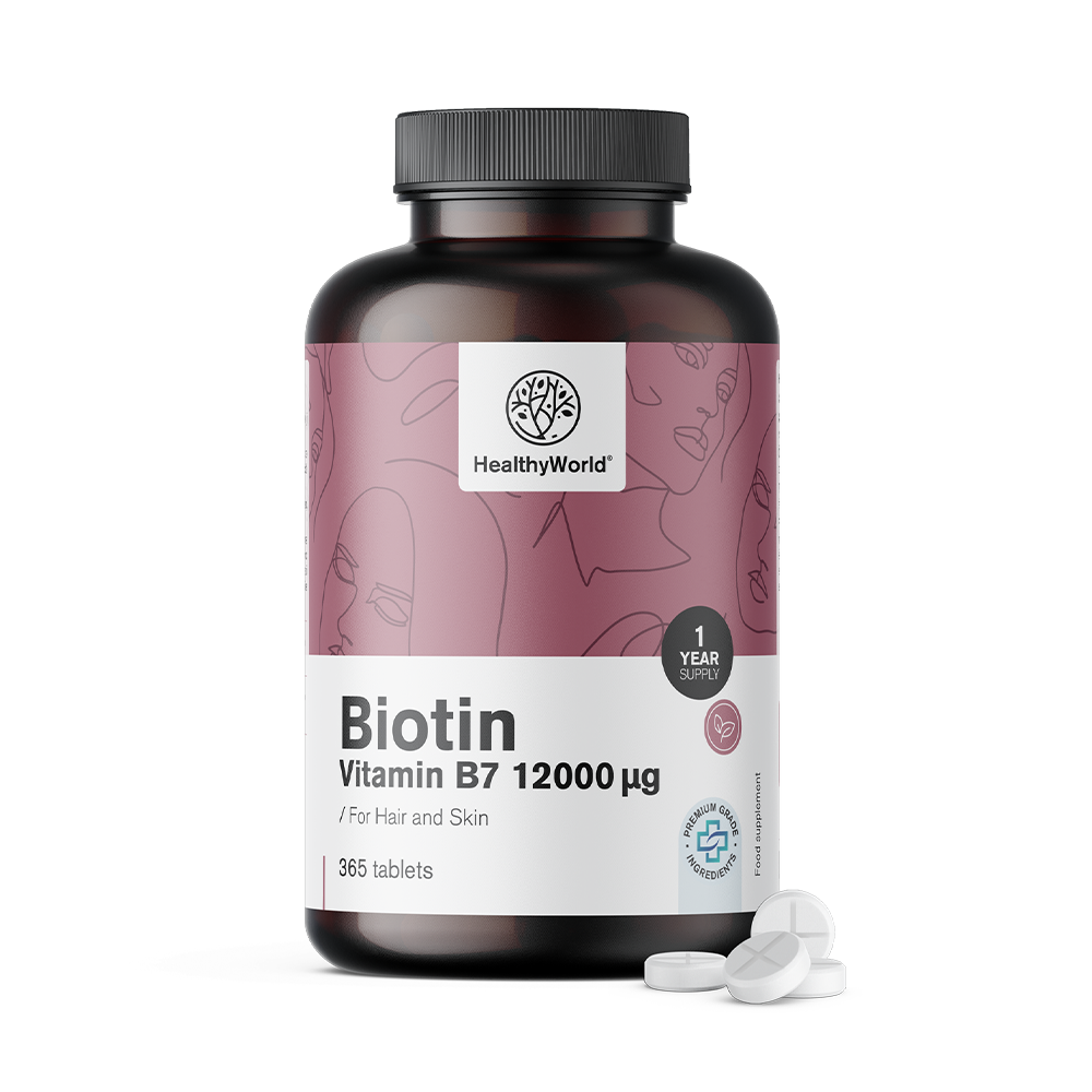 Biotina 12000 µg en tabletas.