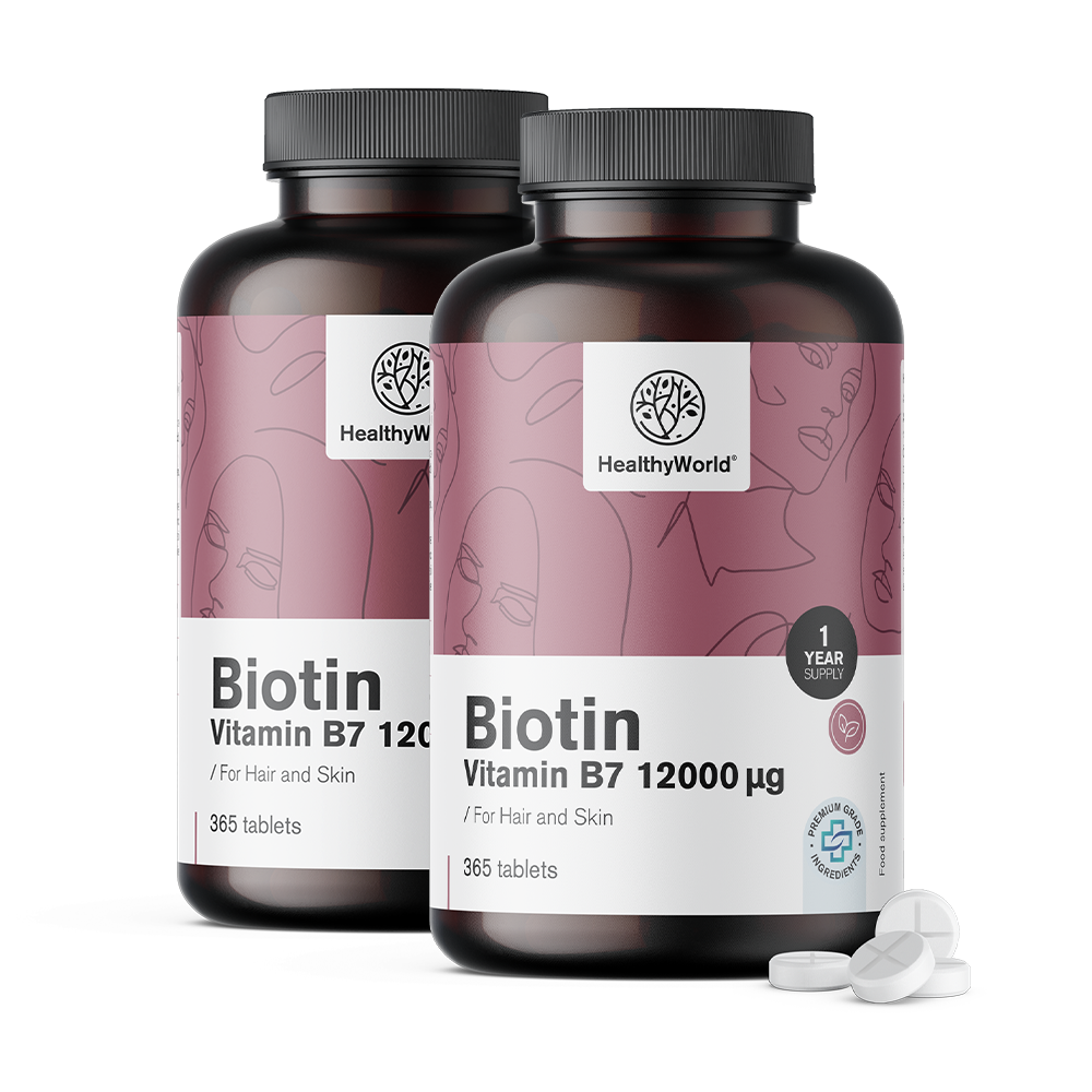 Biotina 12000 µg en tabletas.