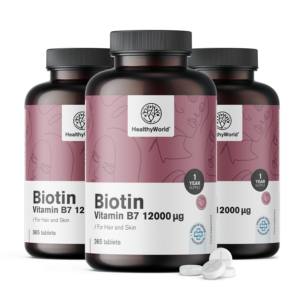 Biotina 12000 µg en tabletas.