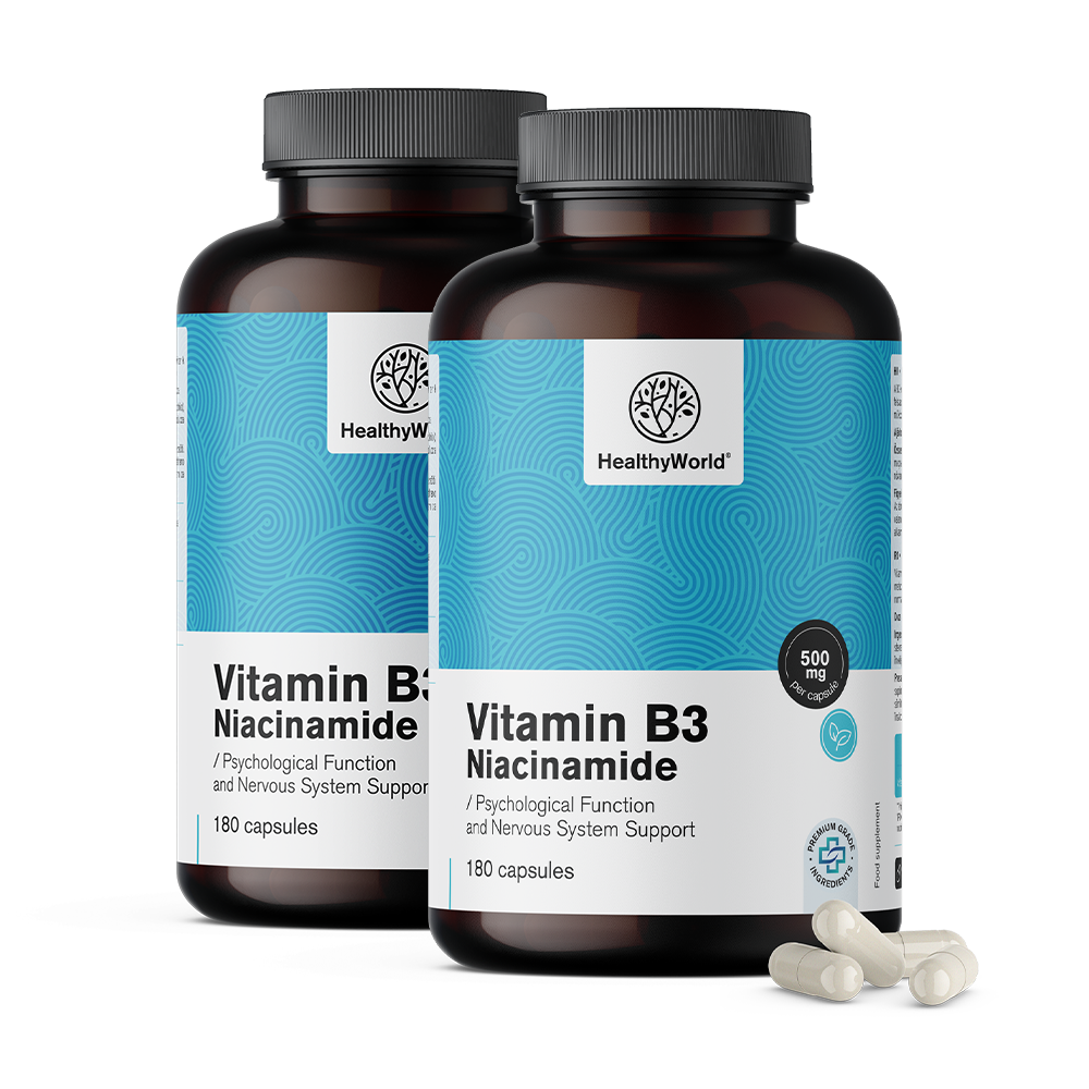 Vitamina B3 500 mg en cápsulas.