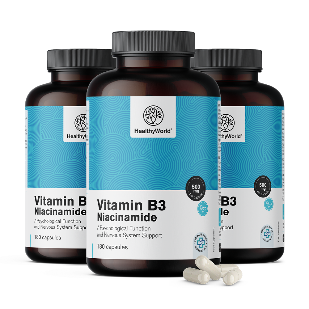 Vitamina B3 500 mg en cápsulas.
