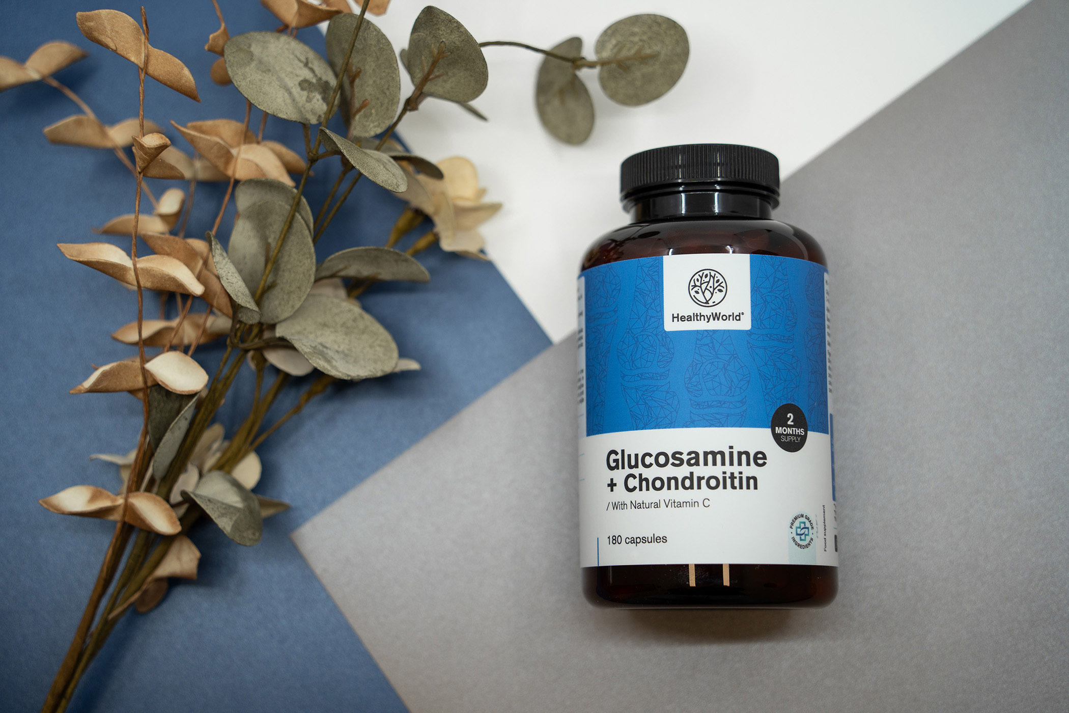 Glucosamina + condroitina, 180 cápsulas HealthyWorld.es