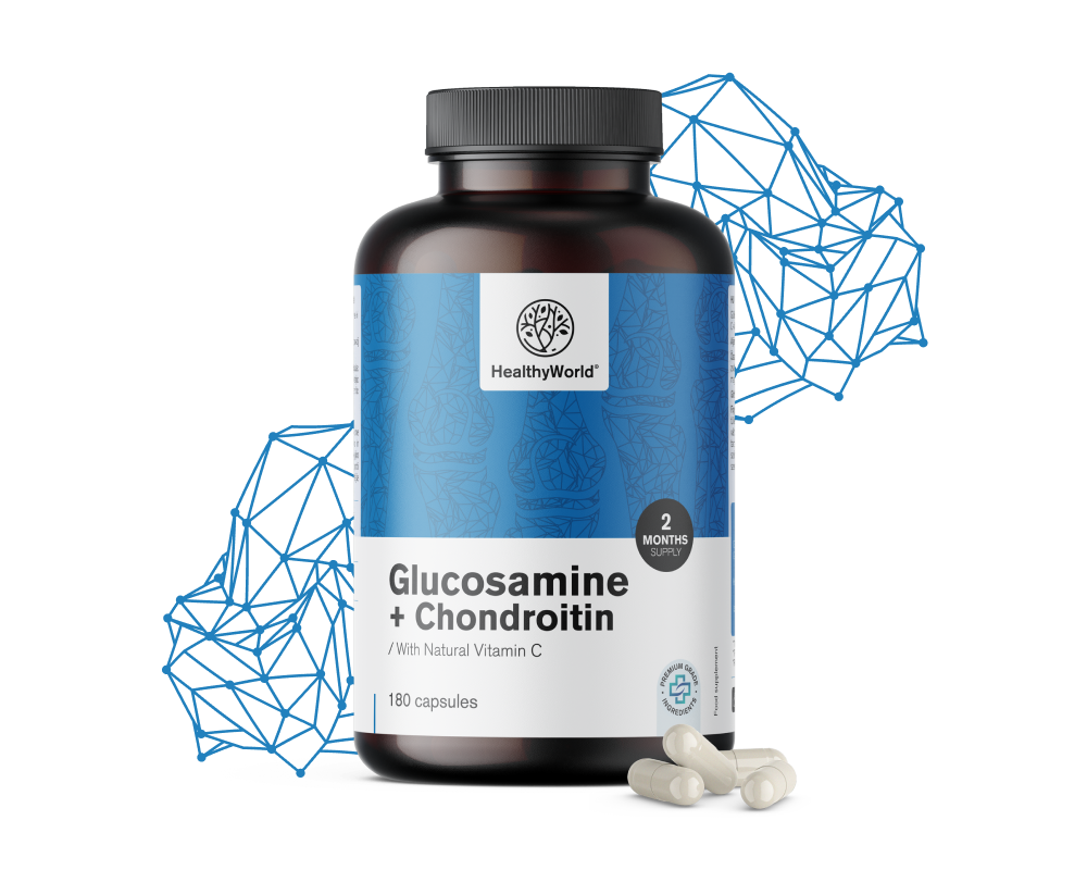 Glucosamina + condroitina, 180 cápsulas HealthyWorld.es
