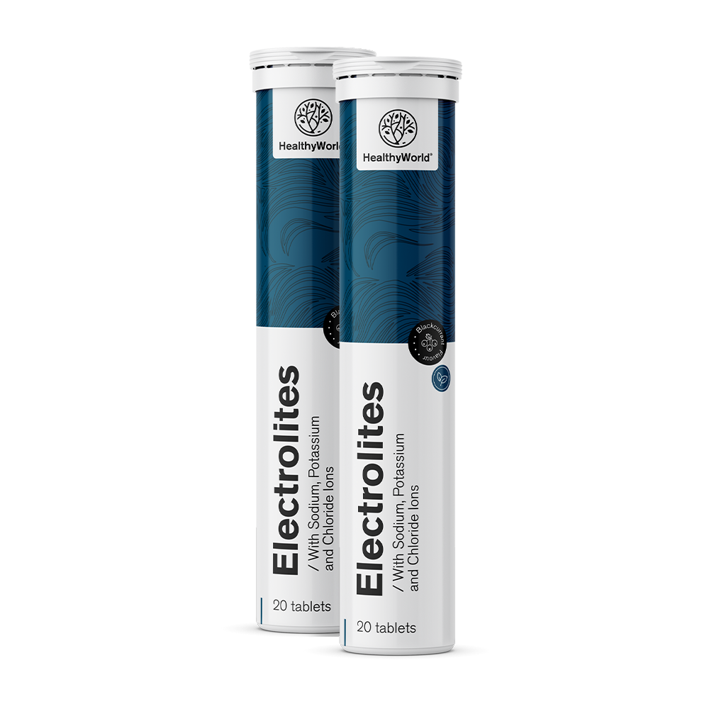 Electrolitos - tabletas efervescentes con sabor a grosella negra.
