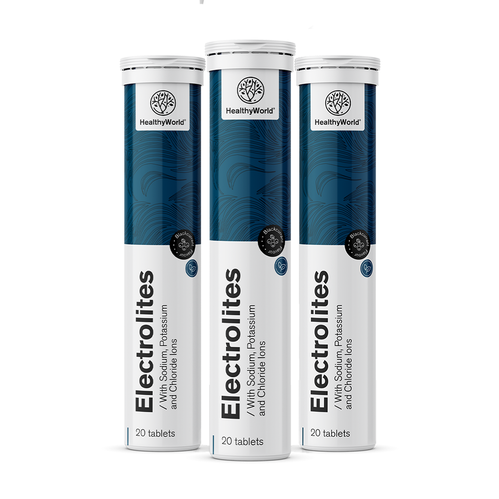 Electrolitos - tabletas efervescentes con sabor a grosella negra.