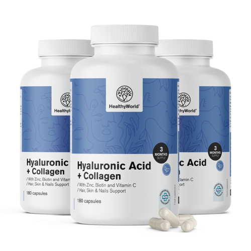 3x Ácido hialurónico + complejo de colágeno, en total 540 cápsulas