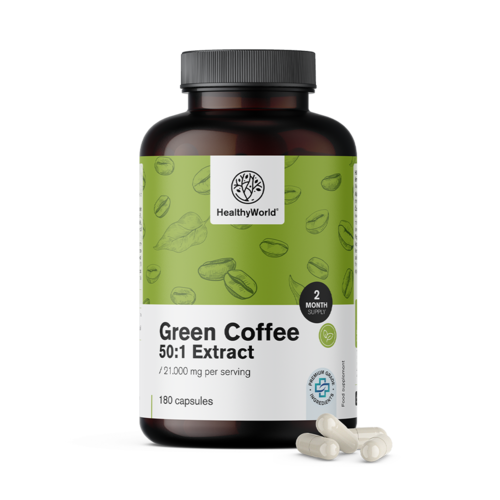 Café verde 21.000 mg - extracto 50:1, 180 cápsulas