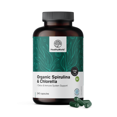 Espirulina y chlorella 1740 mg, 240 cápsulas