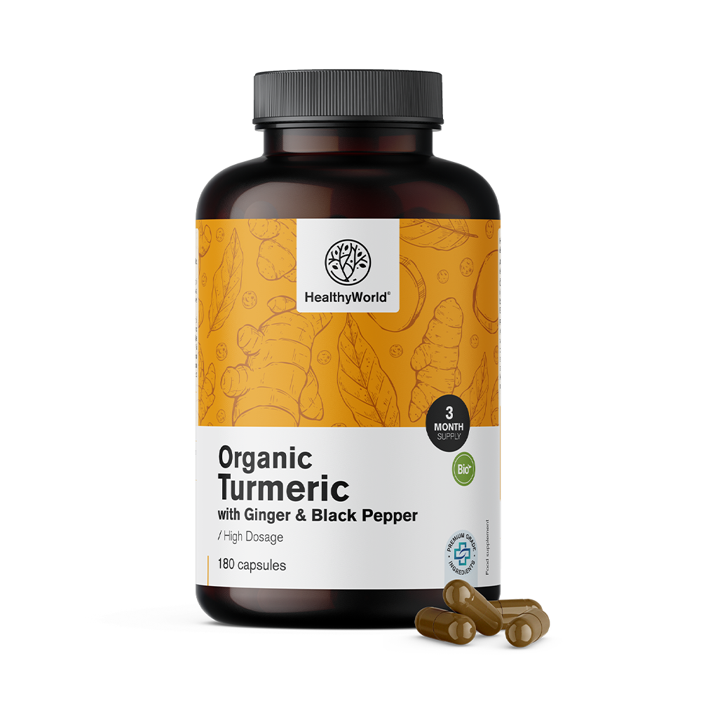 BIO Cúrcuma 1440 mg - con jengibre y pimienta negra.