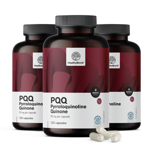 3x PQQ – Pirroloquinolina quinona 20 mg, en total 360 cápsulas