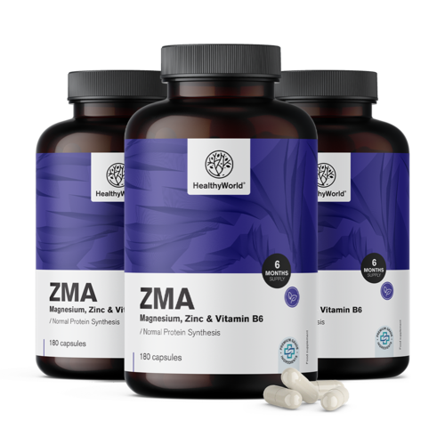 3x ZMA – magnesio, zinc y B6, en total 540 cápsulas
