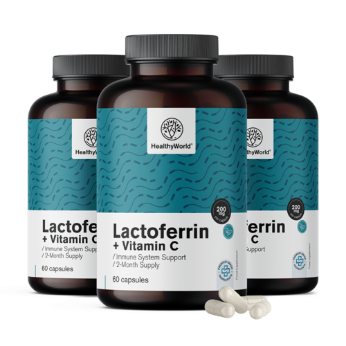 3x Lactoferrina 200 mg, en total 180 cápsulas